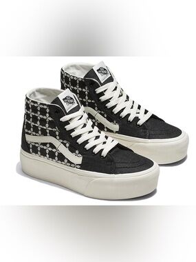Vans Black & White Daisy High-Top Sneakers